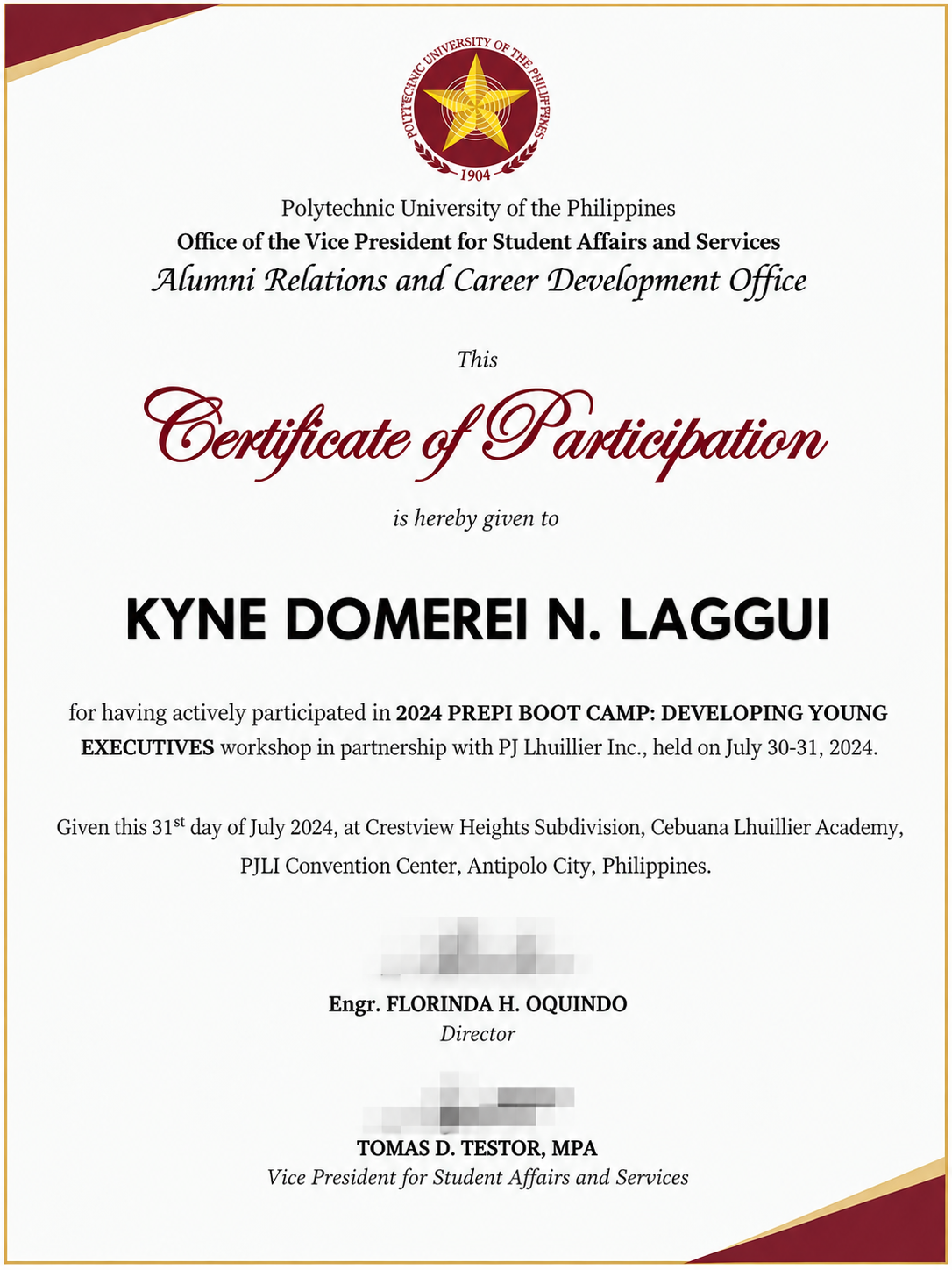 2024 Prepi Bootcamp certificate