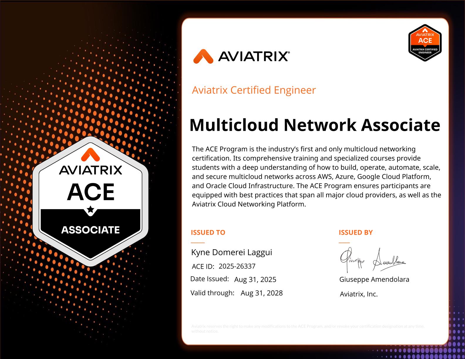 Multicloud Network Associate certificate
