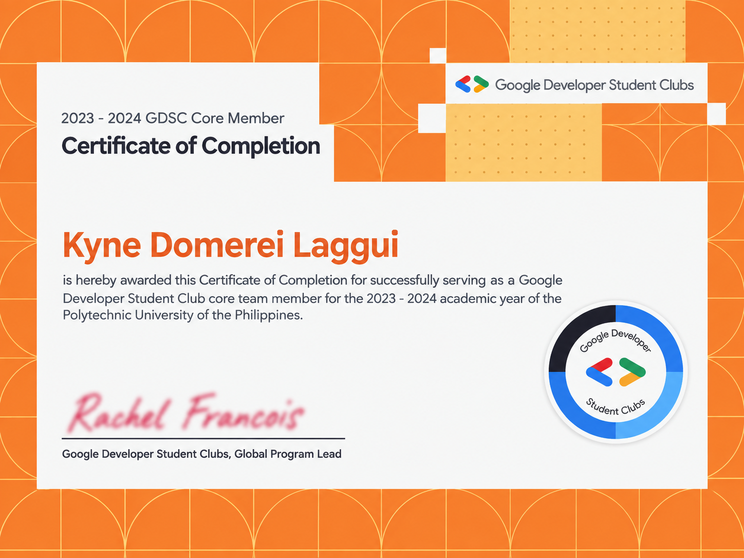 Software Development (Subject Matter Expert) certificate