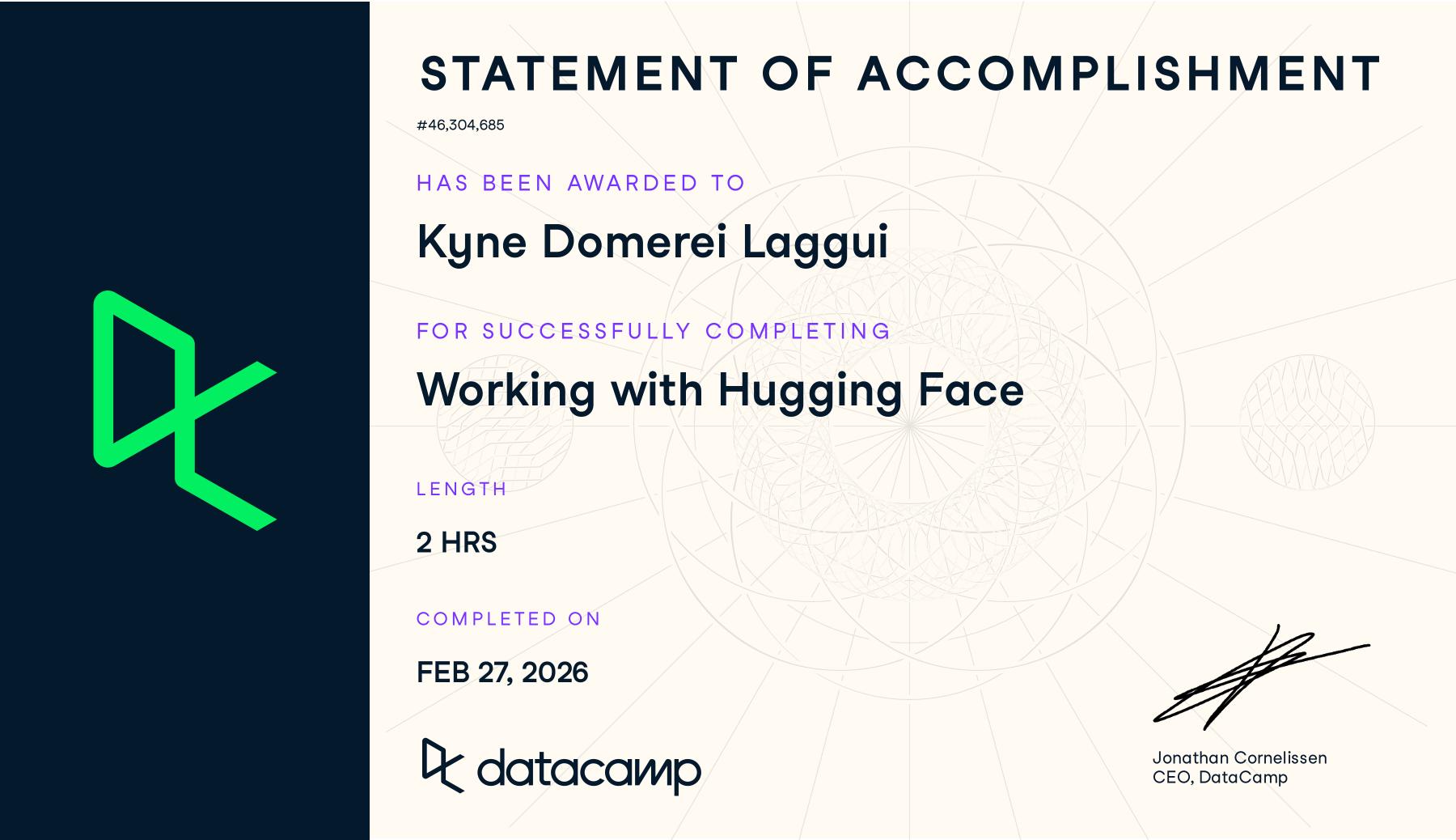 Working with Hugging Face certificate